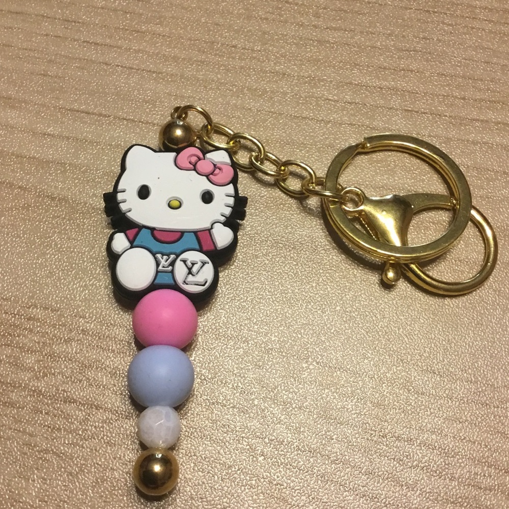 Hello Kitty Keychain with Gold Accents